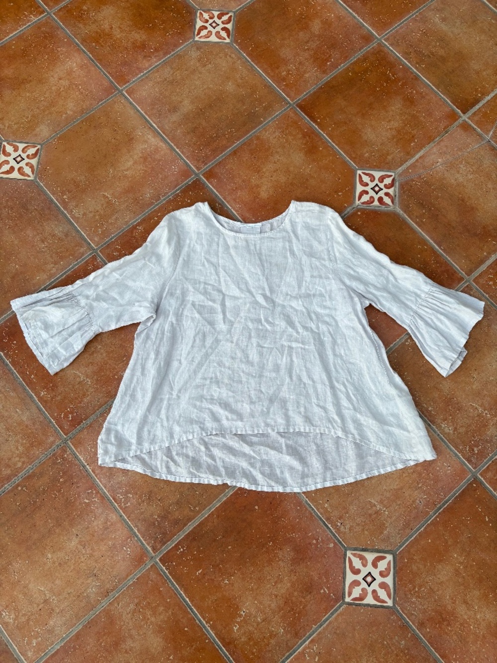 BRYN WALKER Beige Linen Fran Shirt Size L $168